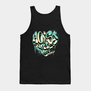 HOUSE MUSIC - Grafitti Love Heart (teal) Tank Top